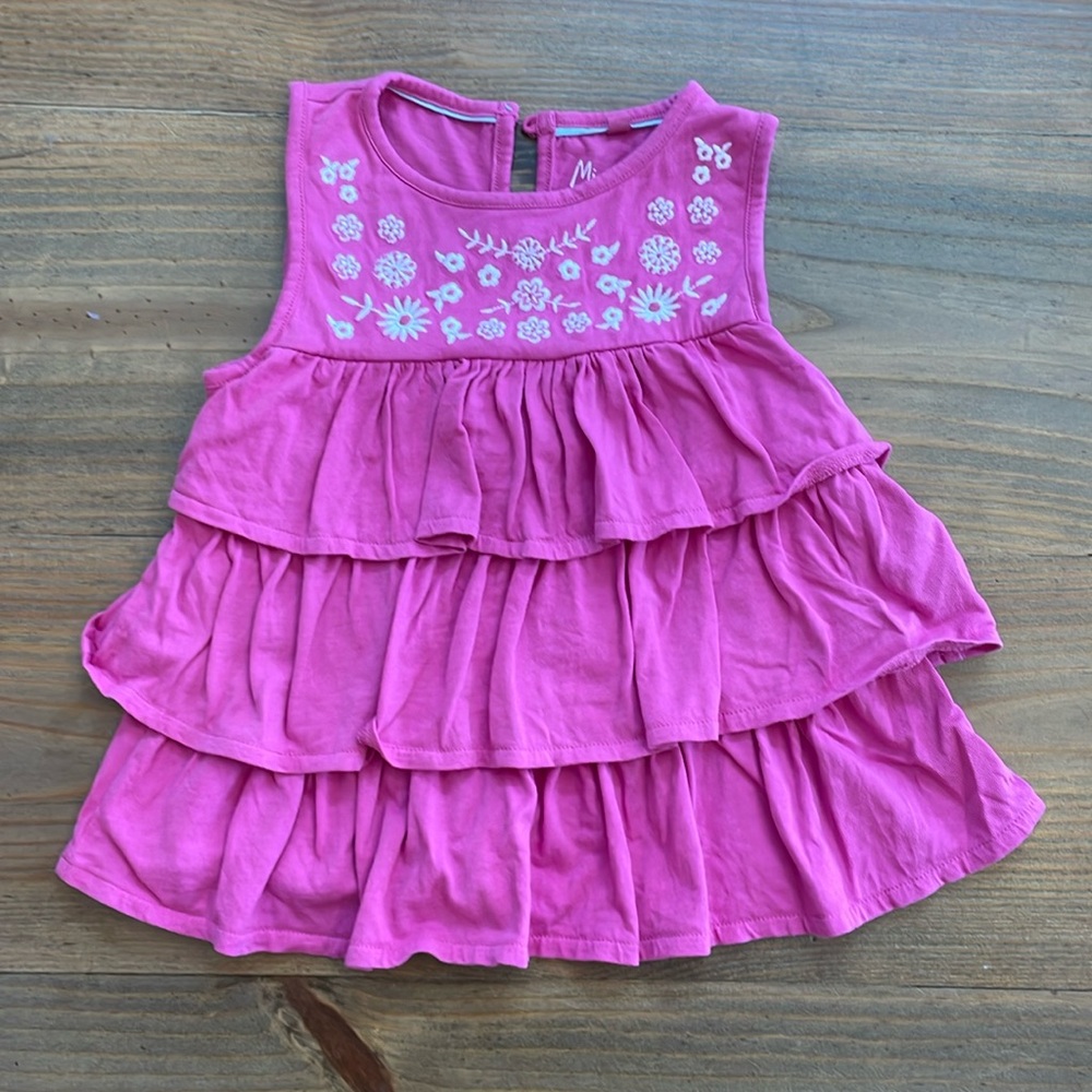 Mini Boden Pink Ruffle Top 5-6T EUC